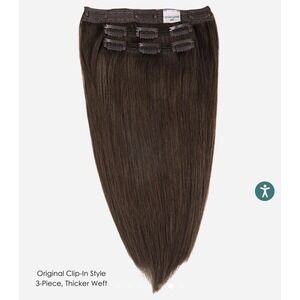 Hidden Crown 20" #4 Warm Med Brown Original Crown Clip In 3 Piece Weft 140g NWOT